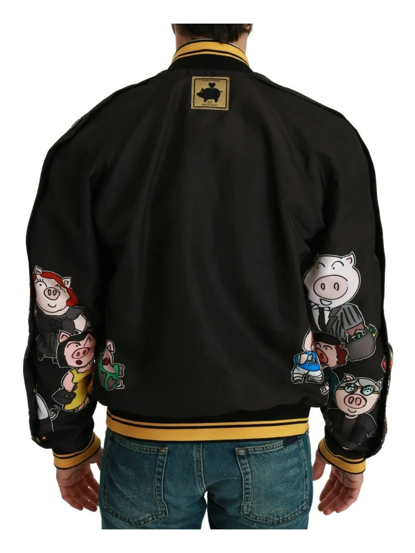 Black YEAR OF THE PIG Bomber Jacket
