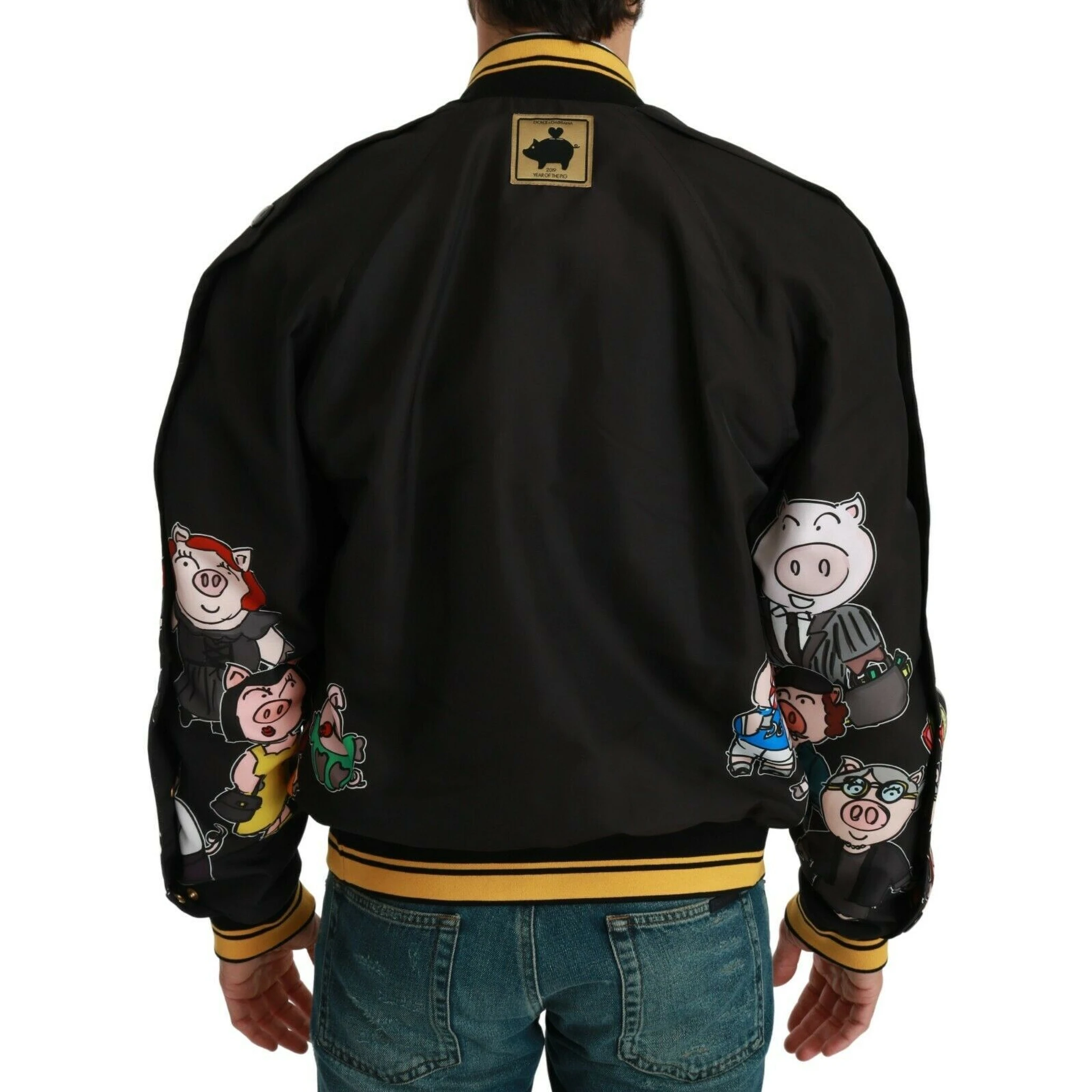 Black YEAR OF THE PIG Bomber Jacket