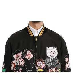Black YEAR OF THE PIG Bomber Jacket