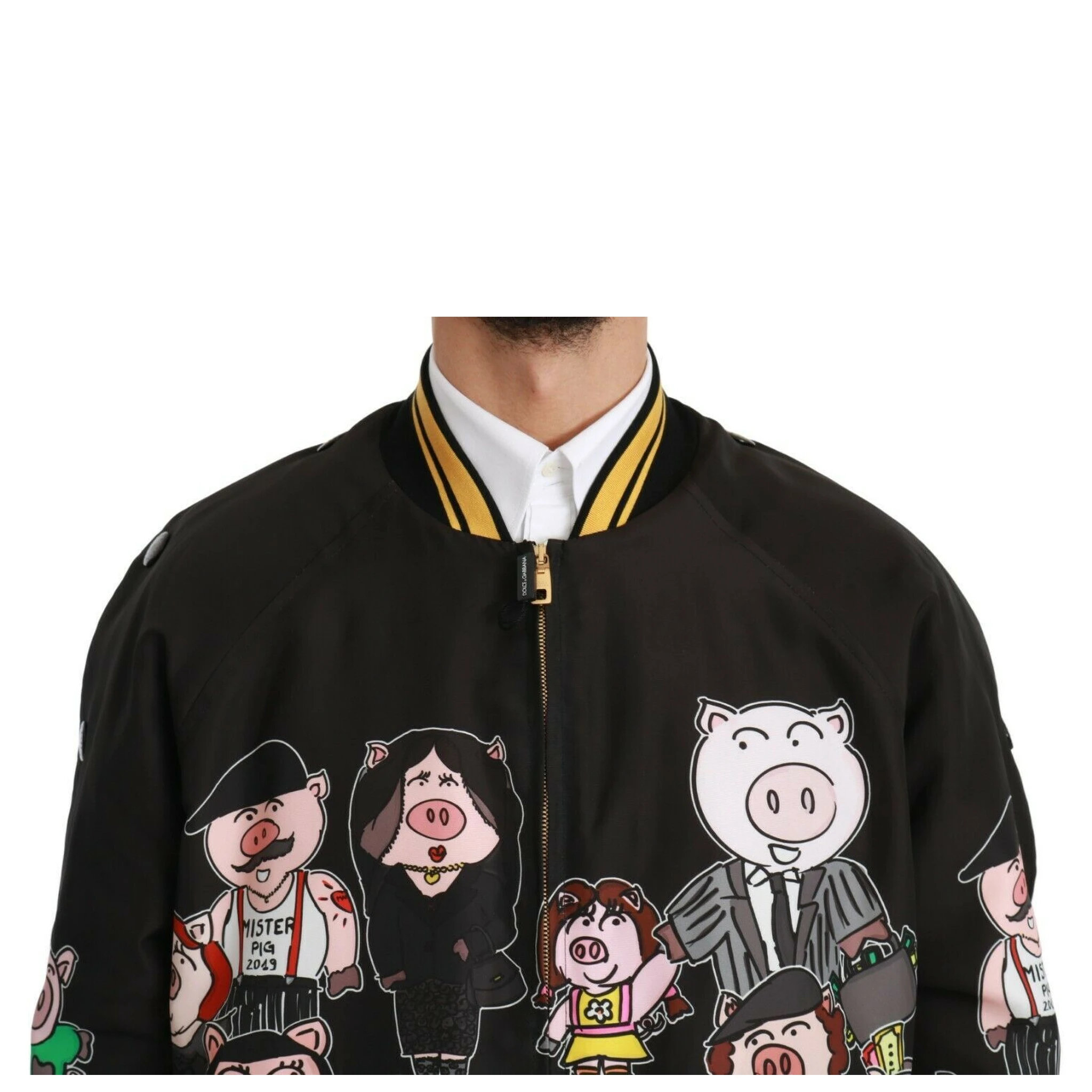 Black YEAR OF THE PIG Bomber Jacket