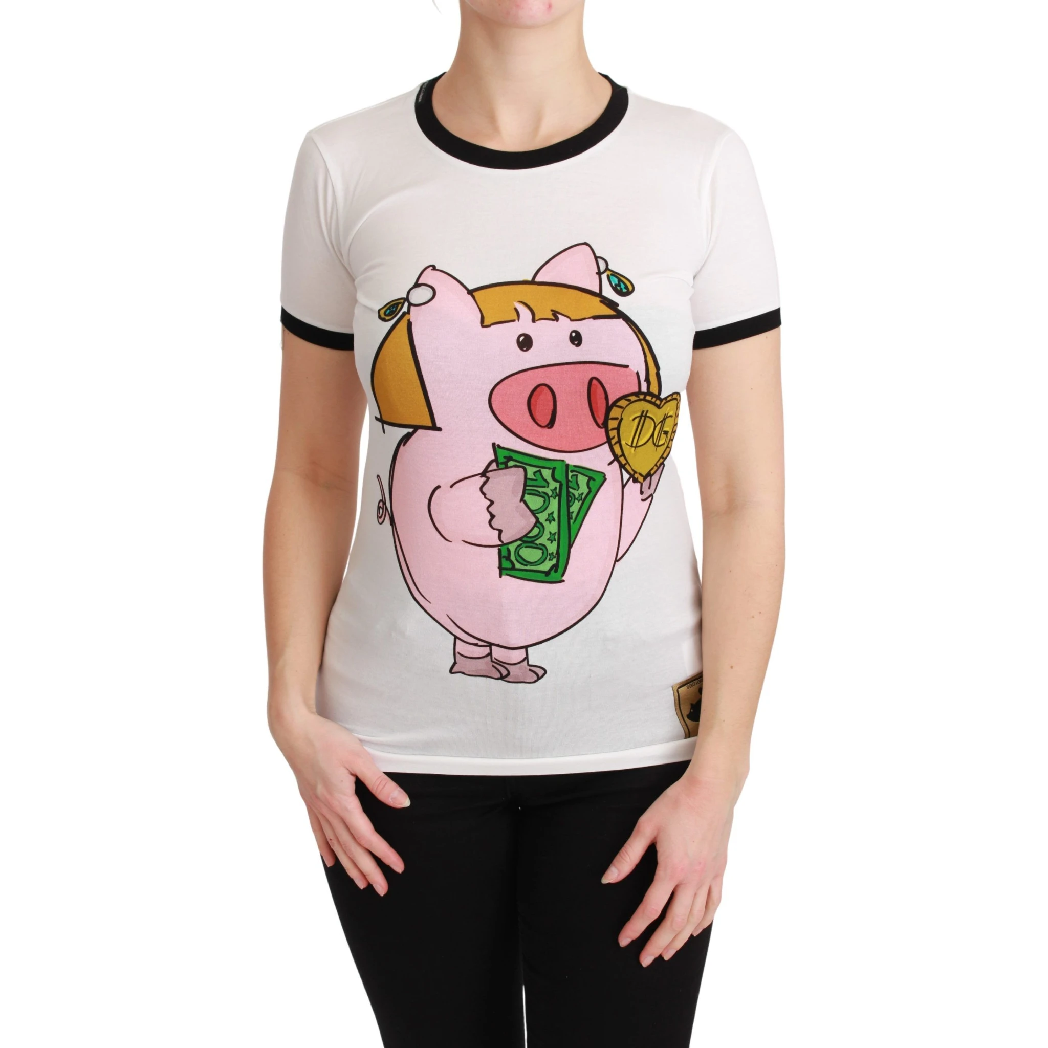 White YEAR OF THE PIG Top Cotton T-shirt