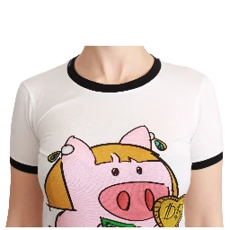 White YEAR OF THE PIG Top Cotton T-shirt