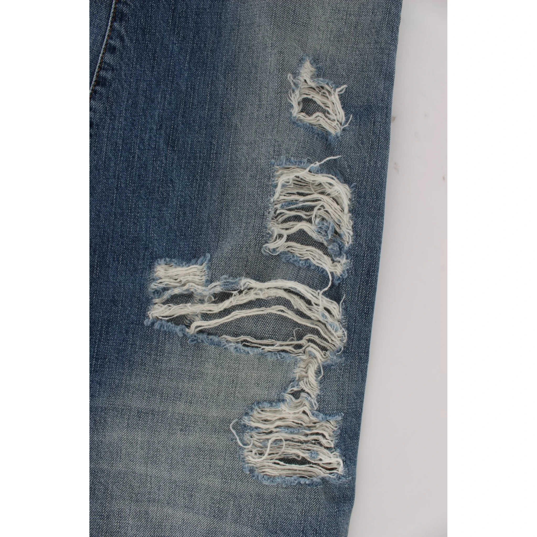 Blue Wash Cotton Boyfriend Fit Cropped Jeans