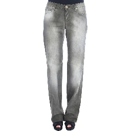 Gray Cotton Blend Loose Fit Boyfriend Jeans