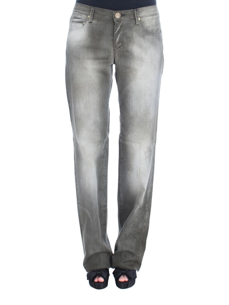 Gray Cotton Blend Loose Fit Boyfriend Jeans