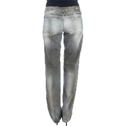 Gray Cotton Blend Loose Fit Boyfriend Jeans