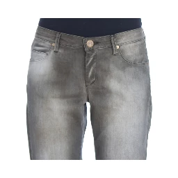 Gray Cotton Blend Loose Fit Boyfriend Jeans