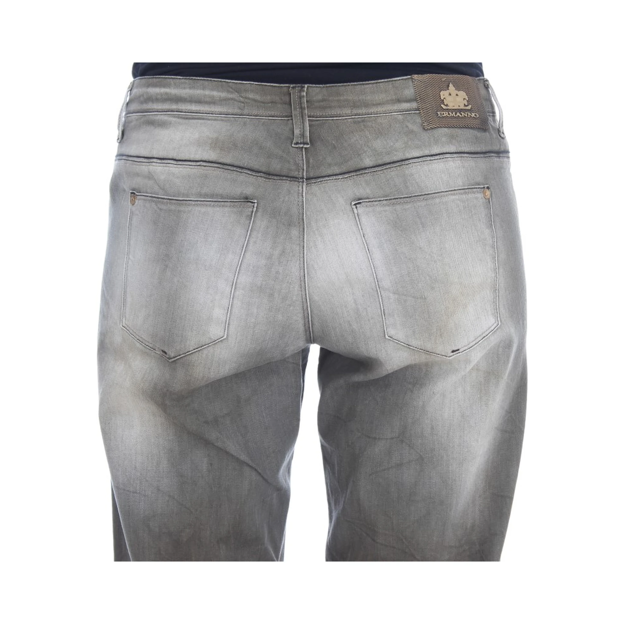 Gray Cotton Blend Loose Fit Boyfriend Jeans