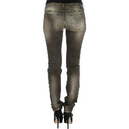 Gray Wash Cotton Blend Slim Fit Jeans