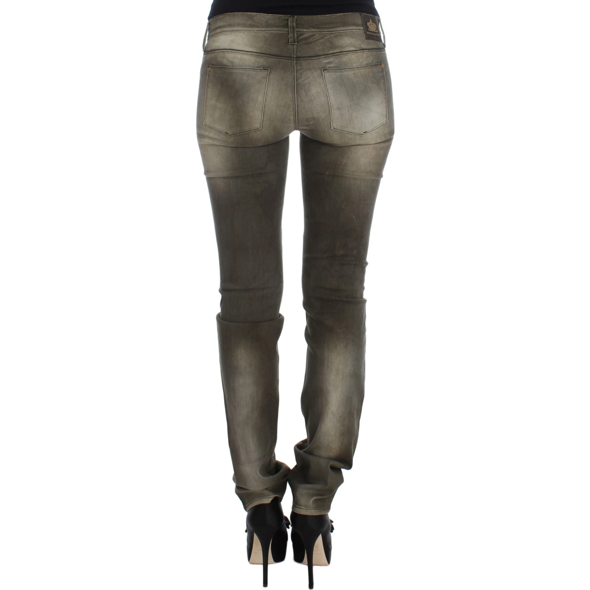 Gray Wash Cotton Blend Slim Fit Jeans