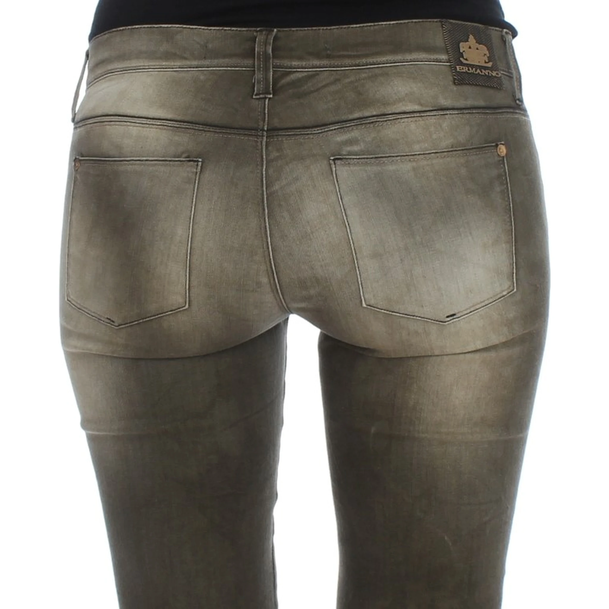 Gray Wash Cotton Blend Slim Fit Jeans