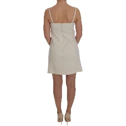 White Wool Stretch Brooch Shift Dress