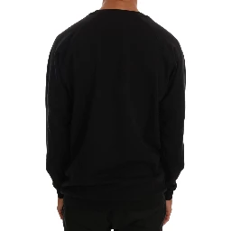 Black Crewneck Cotton Pullover Sweater