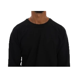 Black Crewneck Cotton Pullover Sweater