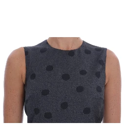 Gray Polka Dotted Sheath Wool Dress