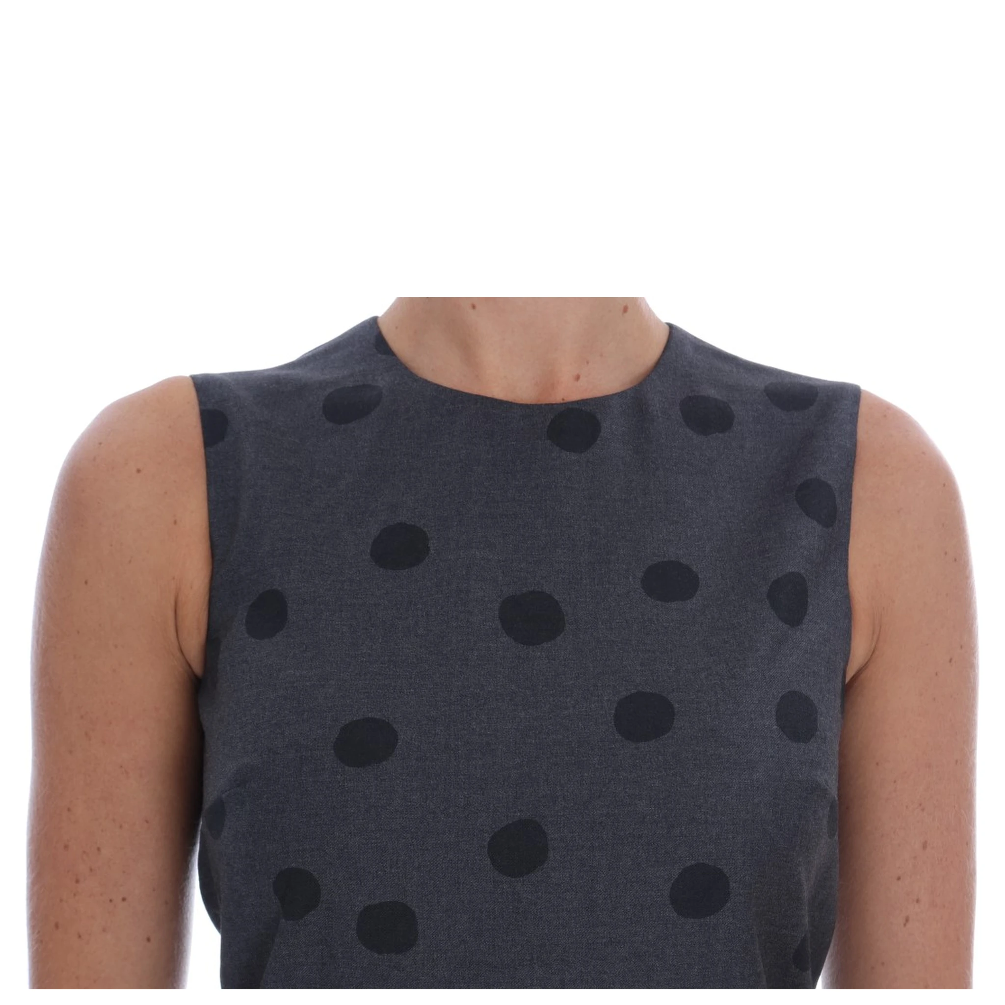 Gray Polka Dotted Sheath Wool Dress