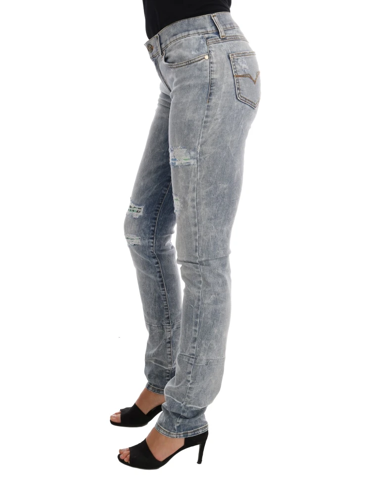 Blue Wash Torn Stretch Slim Fit Jeans alternative