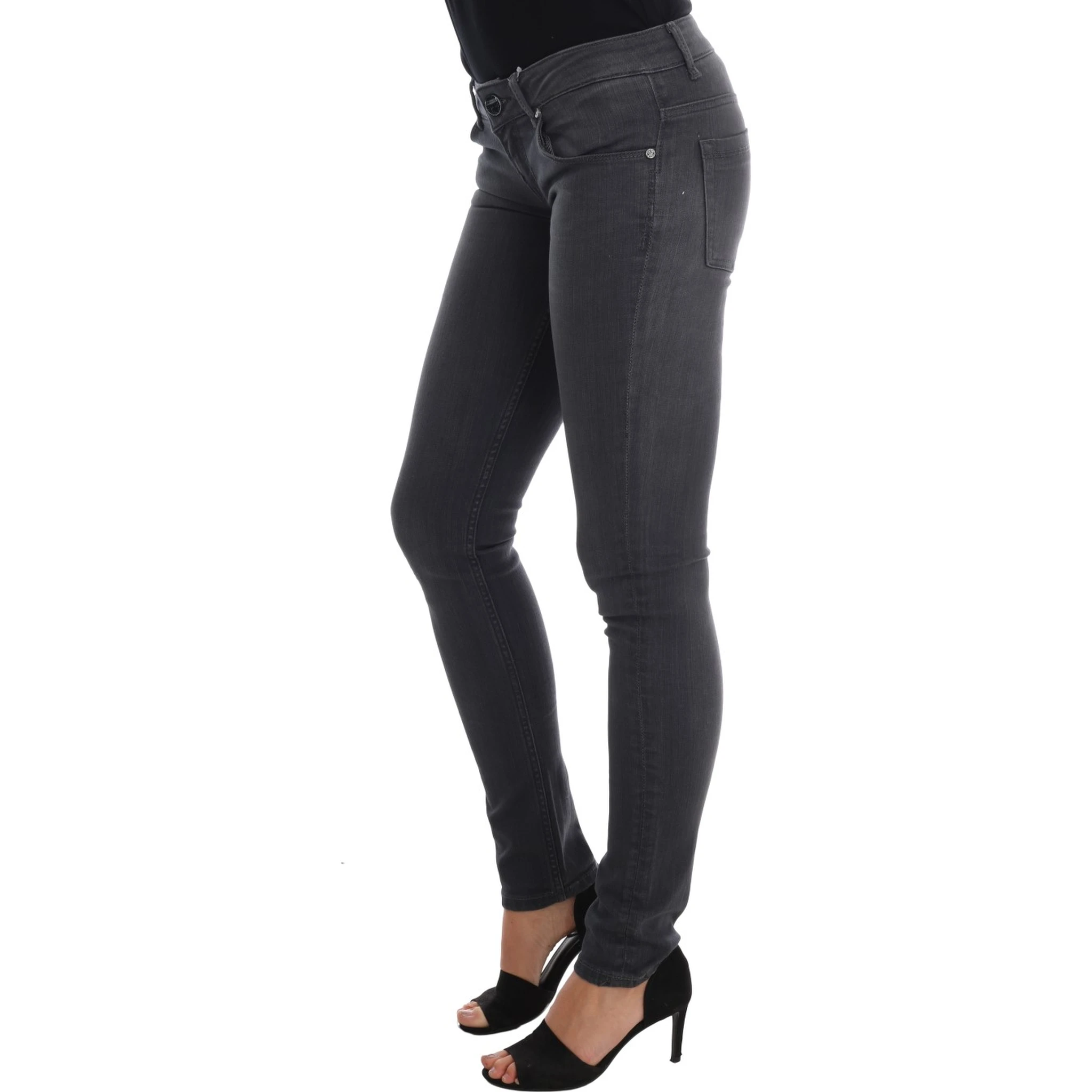 Gray Cotton Slim Fit Denim Jeans