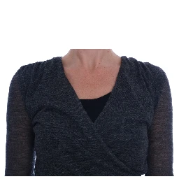 Gray Wool Lace Top Long Sleeved T-shirt