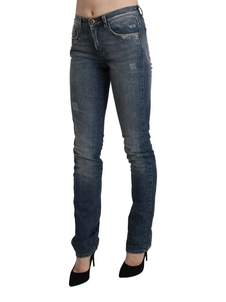 Blue Washed Mid Waist Skinny Denim Jeans alternative