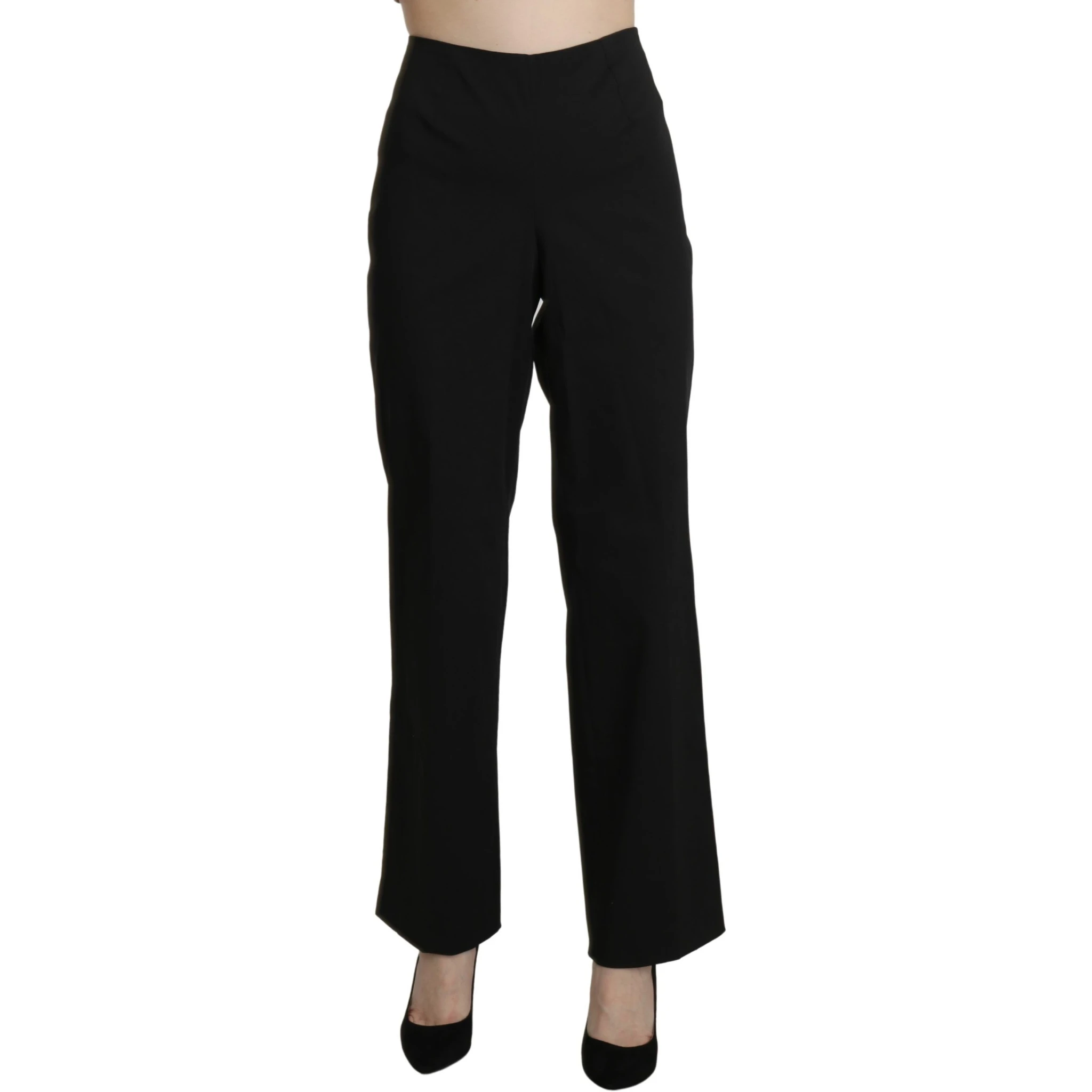 Black High Waist Straight Dress Trouser Pants