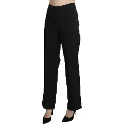 Black High Waist Straight Dress Trouser Pants