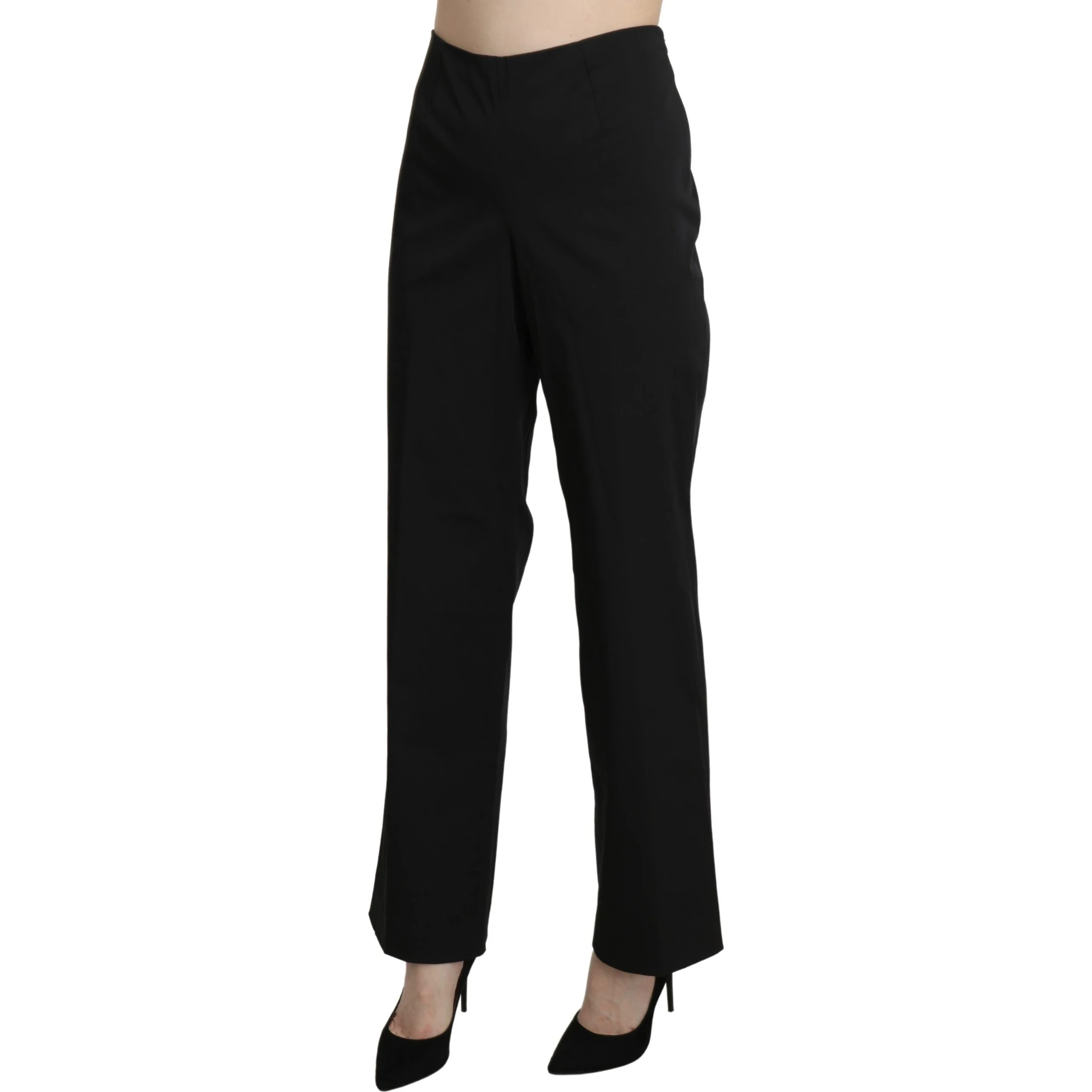 Black High Waist Straight Dress Trouser Pants