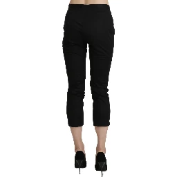 Black High Waist Skinny Cropped Dress Trouser Pants