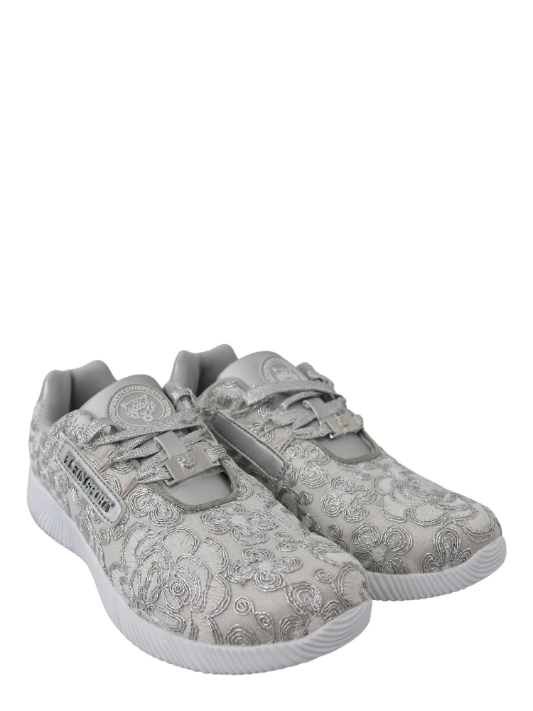 Silver Polyester Runner Joice Sneakers Shoes