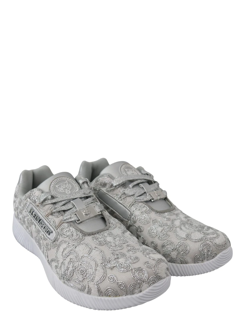 Silver Polyester Runner Joice Sneakers Shoes
