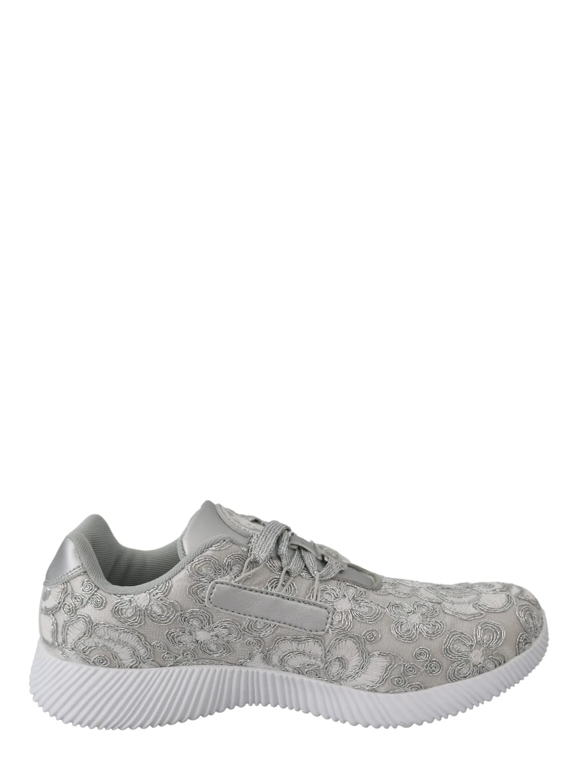Silver Polyester Runner Joice Sneakers Shoes