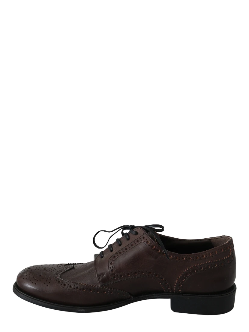 Brown Leather Brogue Derby Dress Shoes
