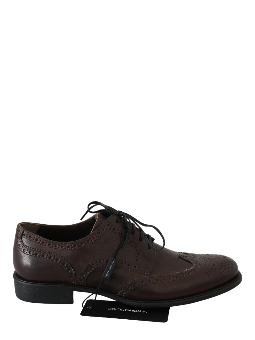 Brown Leather Brogue Derby Dress Shoes