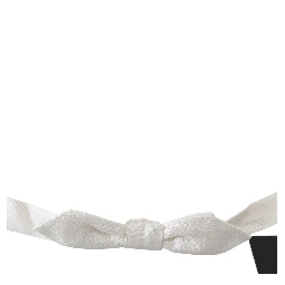 White 100% Silk Slim Adjustable Neck Papillon Men Tie