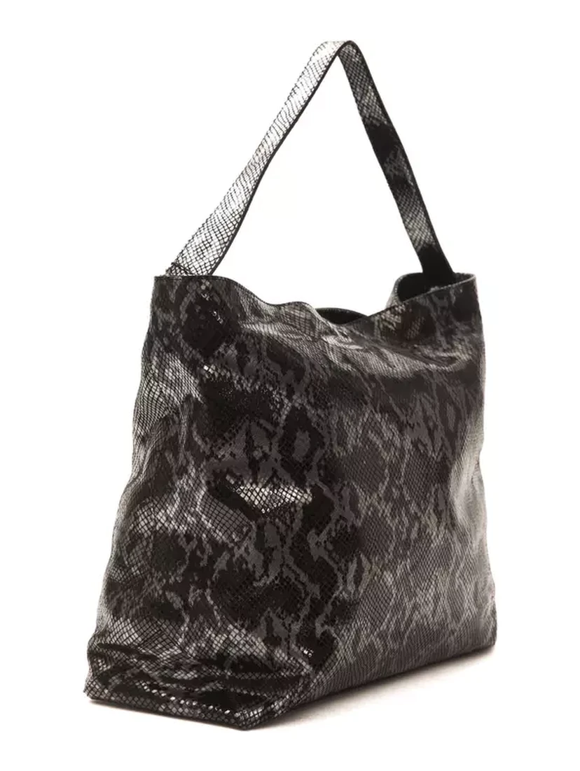 Gray Leather Shoulder Bag