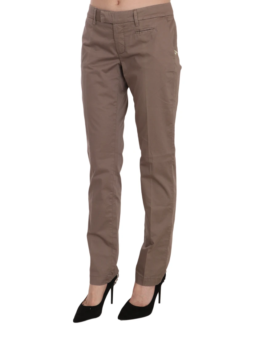 Brown Low Waist Straight Cut Trouser Pant