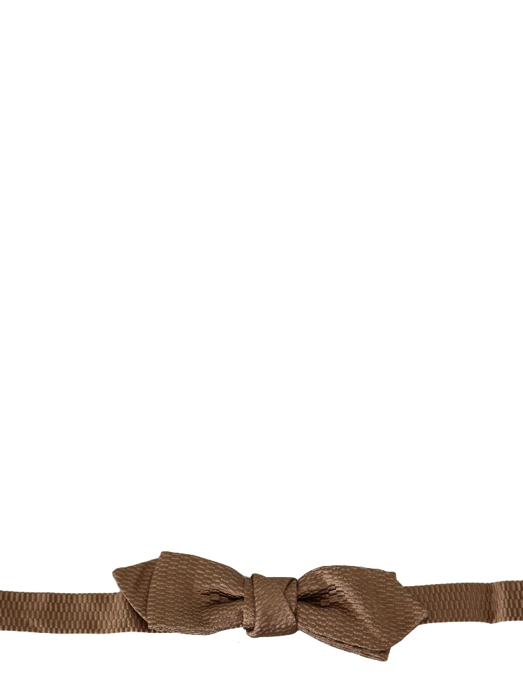 Men Brown Gold Adjustable Neck Papillon Bow Tie