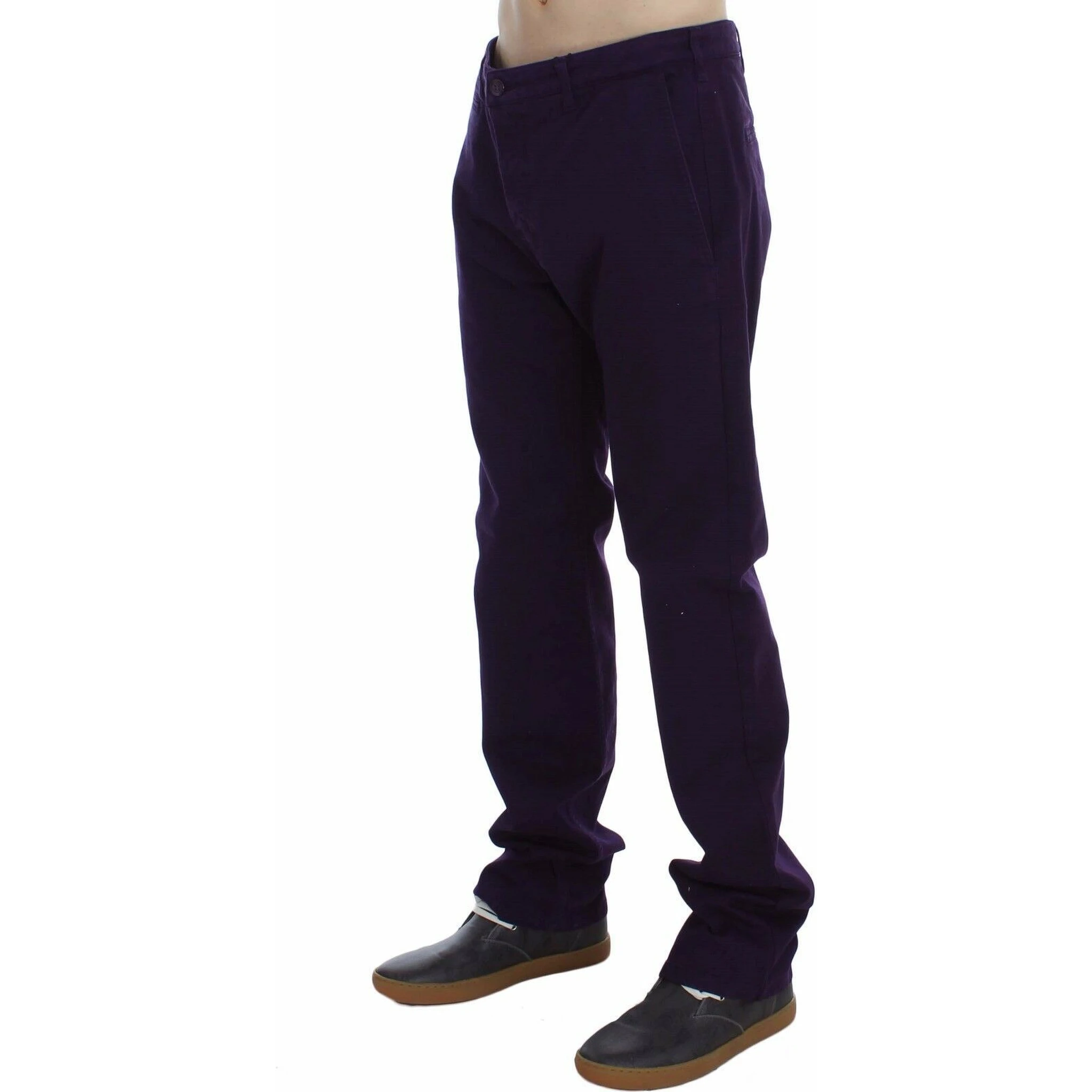 Purple Cotton Stretch Purple Fit  Pants