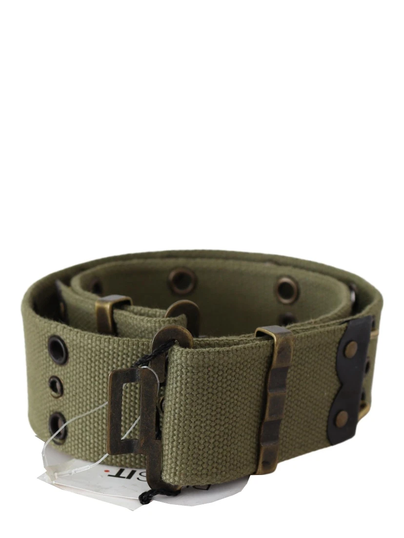 Green 100% Cotton Rustic Bronze Buckle Belt
