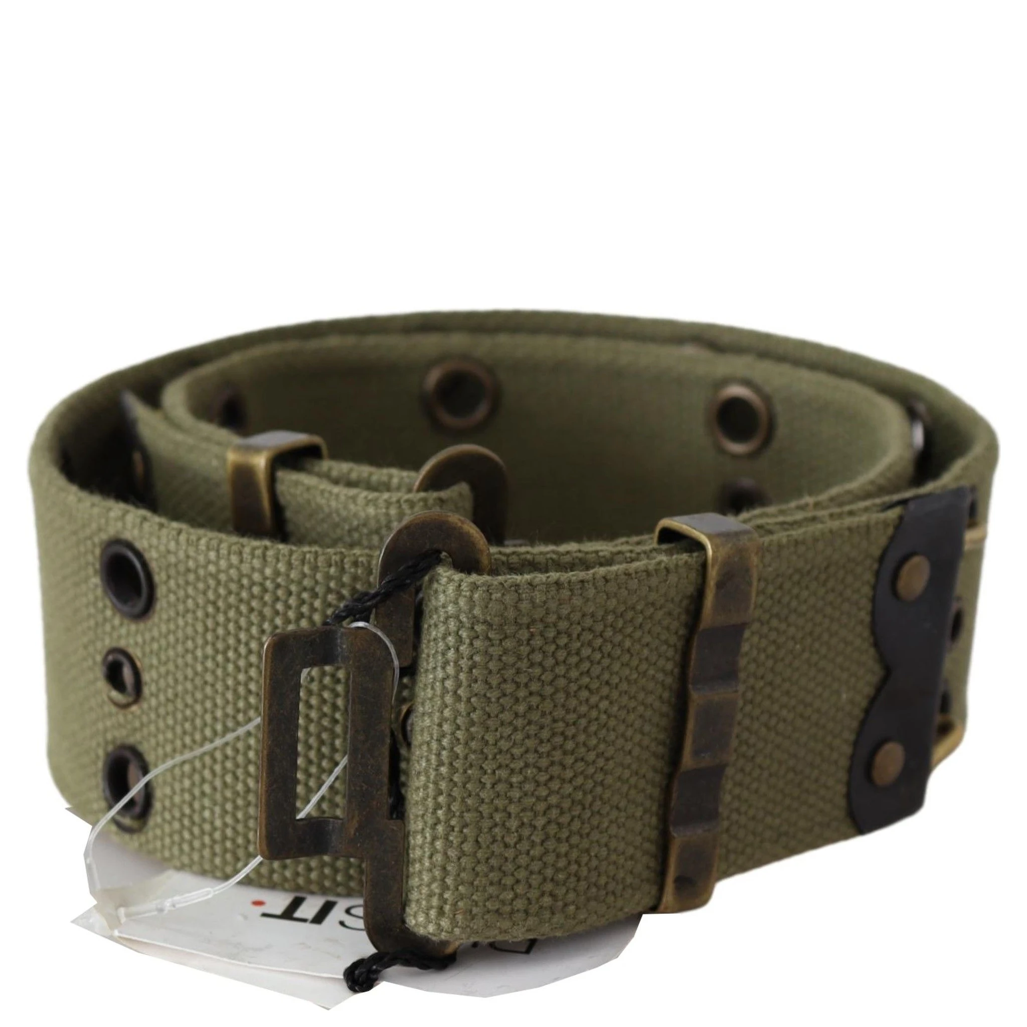 Green 100% Cotton Rustic Bronze Buckle Belt