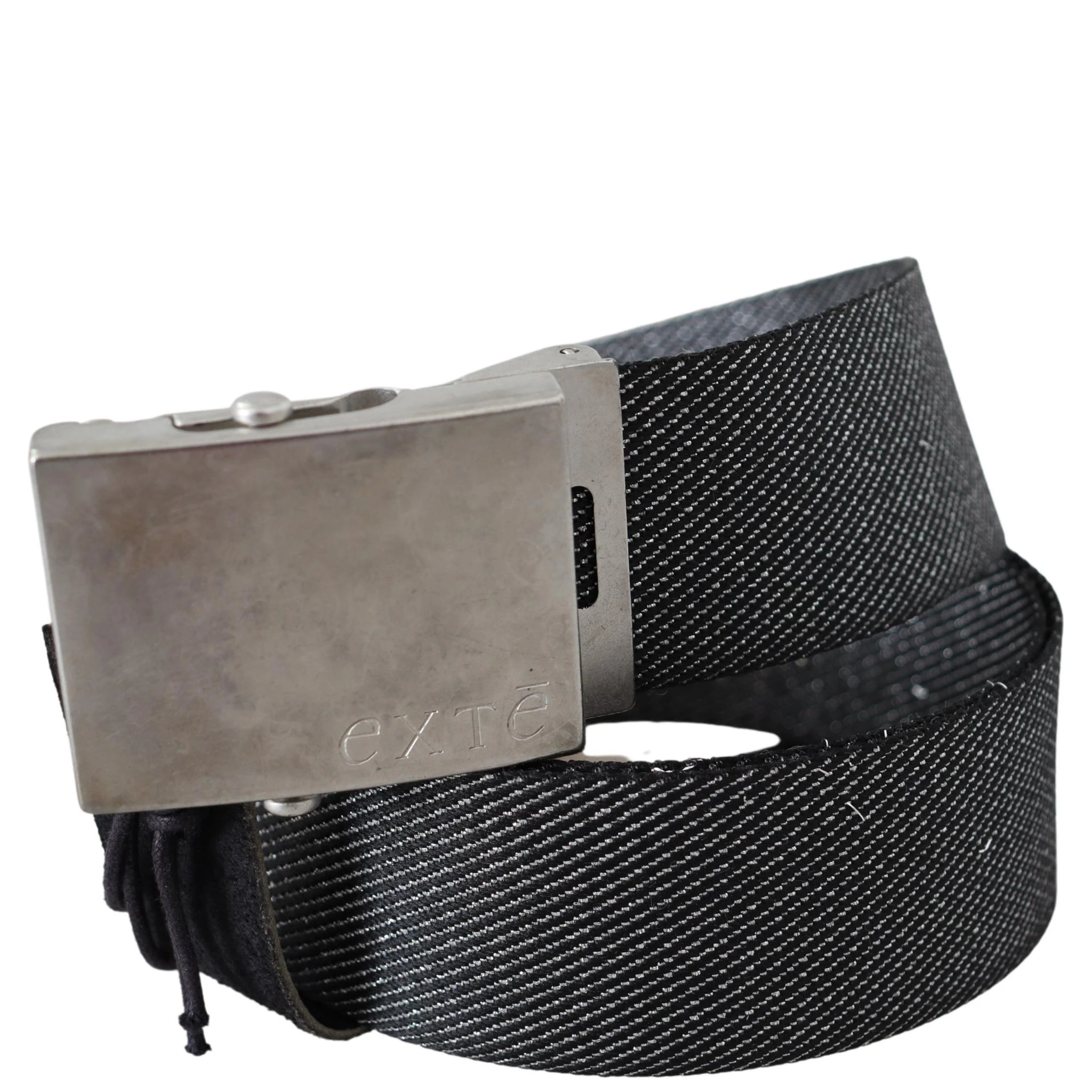 Black Silver Metal Brushed Buckle Waist Belt