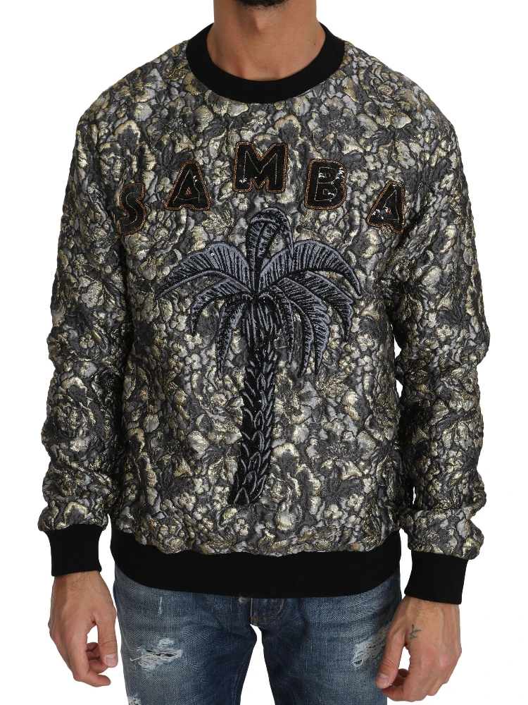 Multicolor SAMBA Jacquard Palmtree Pullover Sweater