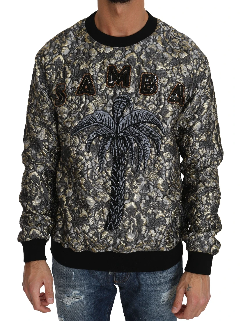 Multicolor SAMBA Jacquard Palmtree Pullover Sweater