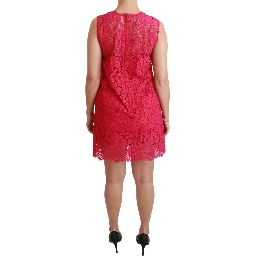 Pink Floral Lace Shift Gown Mini Dress