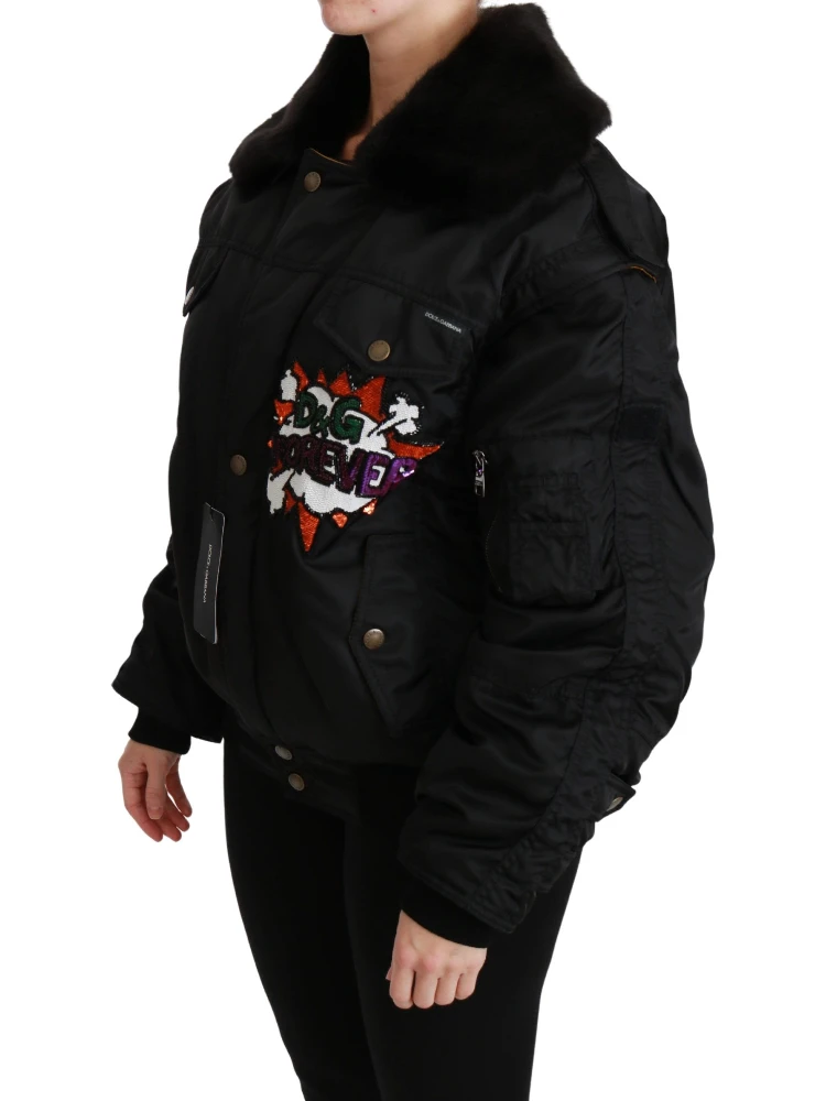 Black Queen Crown Sequined Bomber Jacket alternative