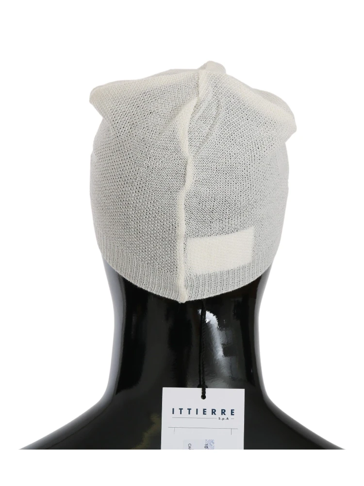Beanie White Wool Blend Branded Hat alternative
