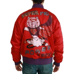 Red YEAR OF THE PIG Bomber Jacket