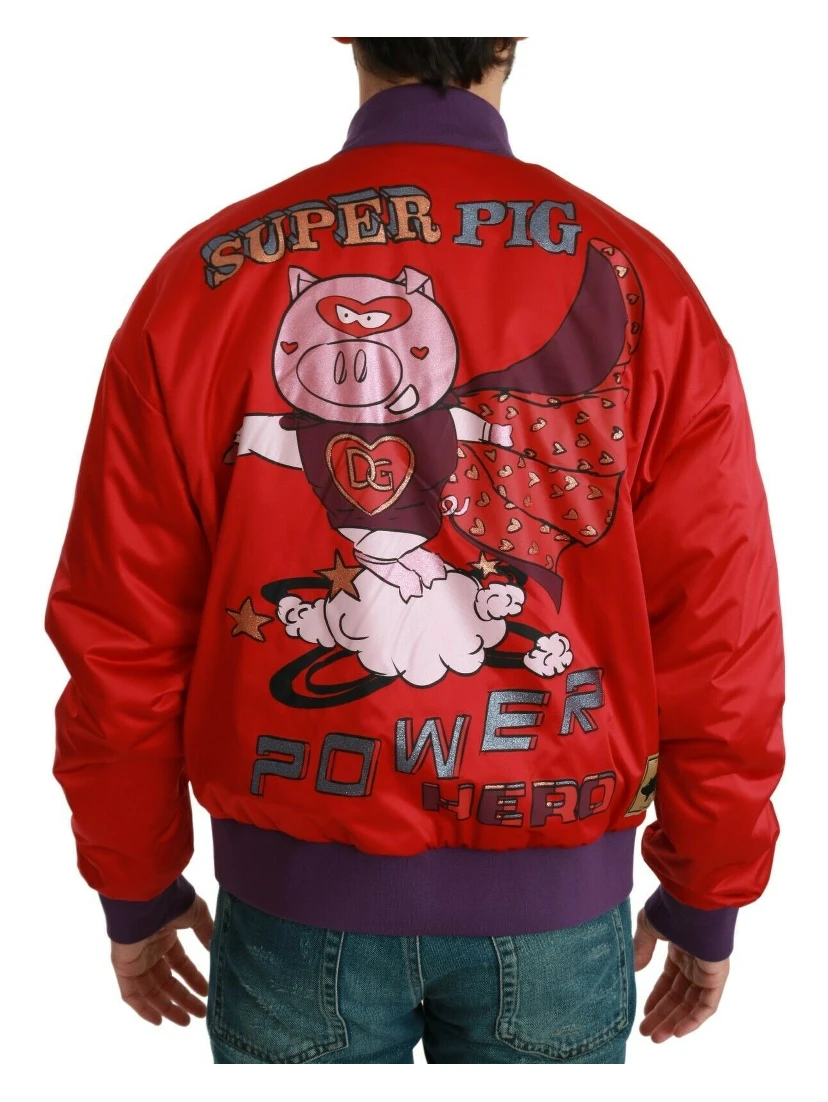 Red YEAR OF THE PIG Bomber Jacket