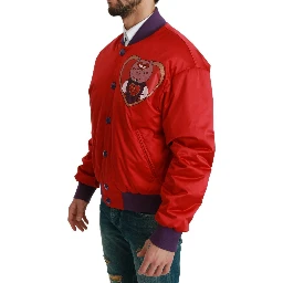 Red YEAR OF THE PIG Bomber Jacket