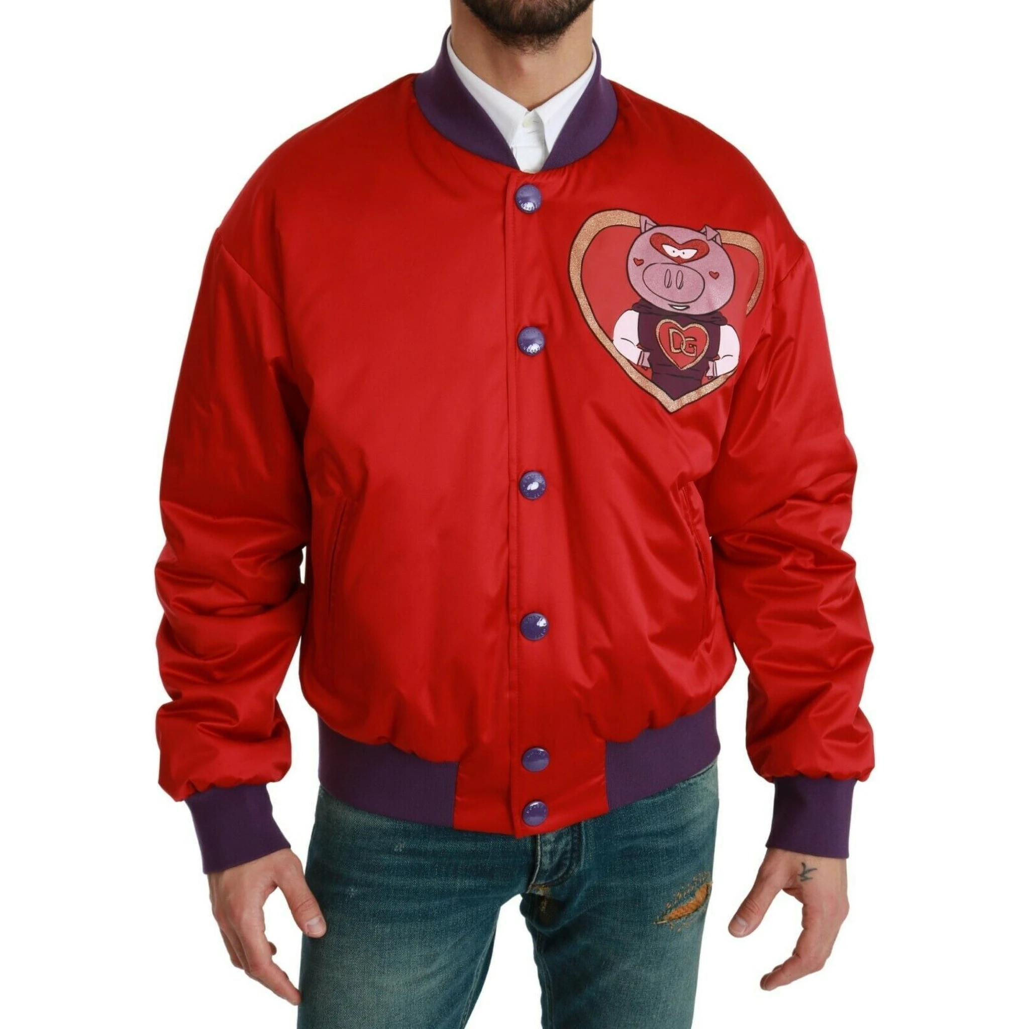 Red YEAR OF THE PIG Bomber Jacket